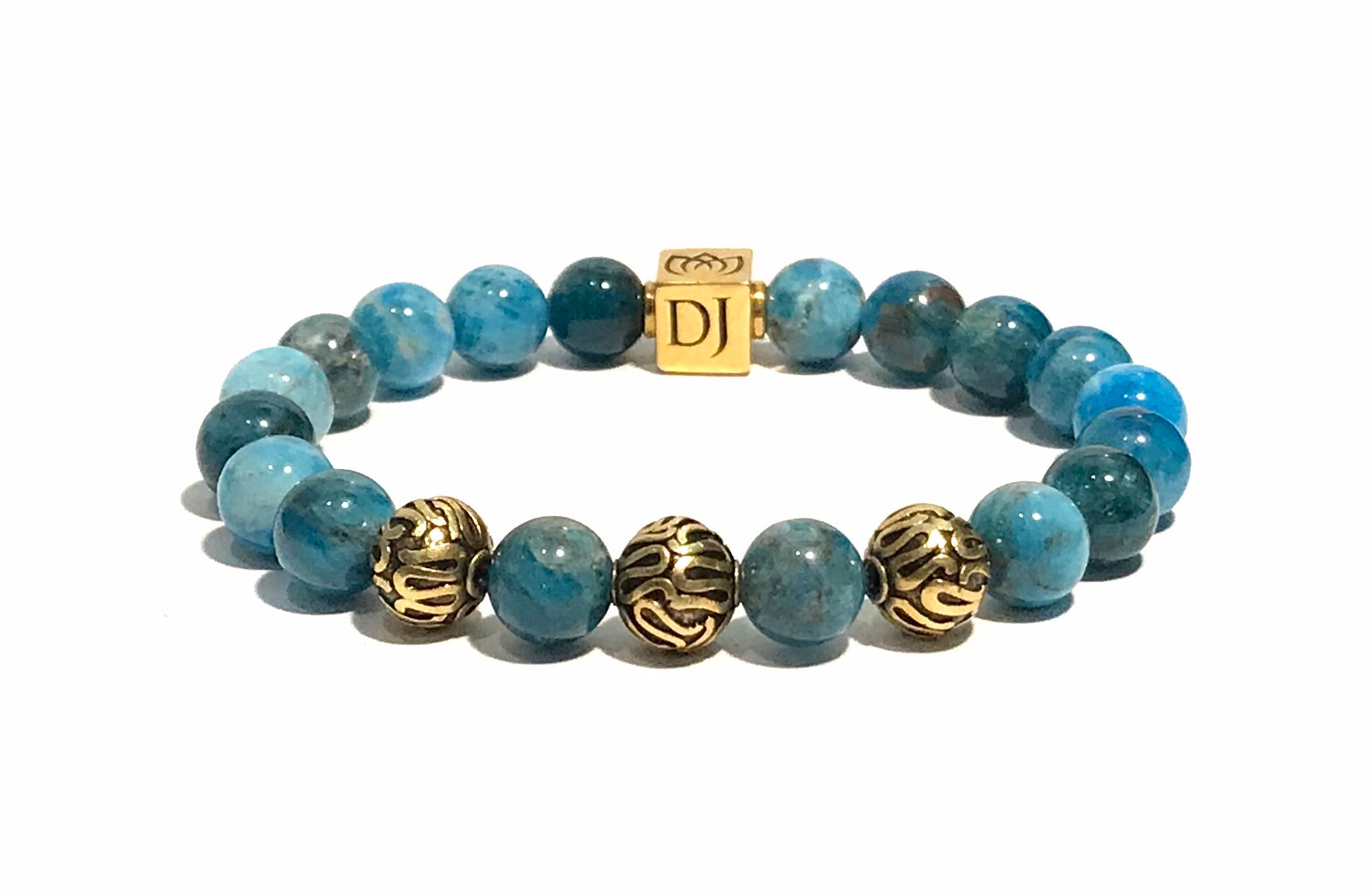 Dan Joseph Designs Armband Mit Blauen Apatit 8mm Perlen Und 22 Karat Gold Vermeil Bali Dan Joseph Designs Armband Mit Blauen Apatit 8mm Perlen Und 22 Karat Gold Vermeil Bali von SterlingHillStudios