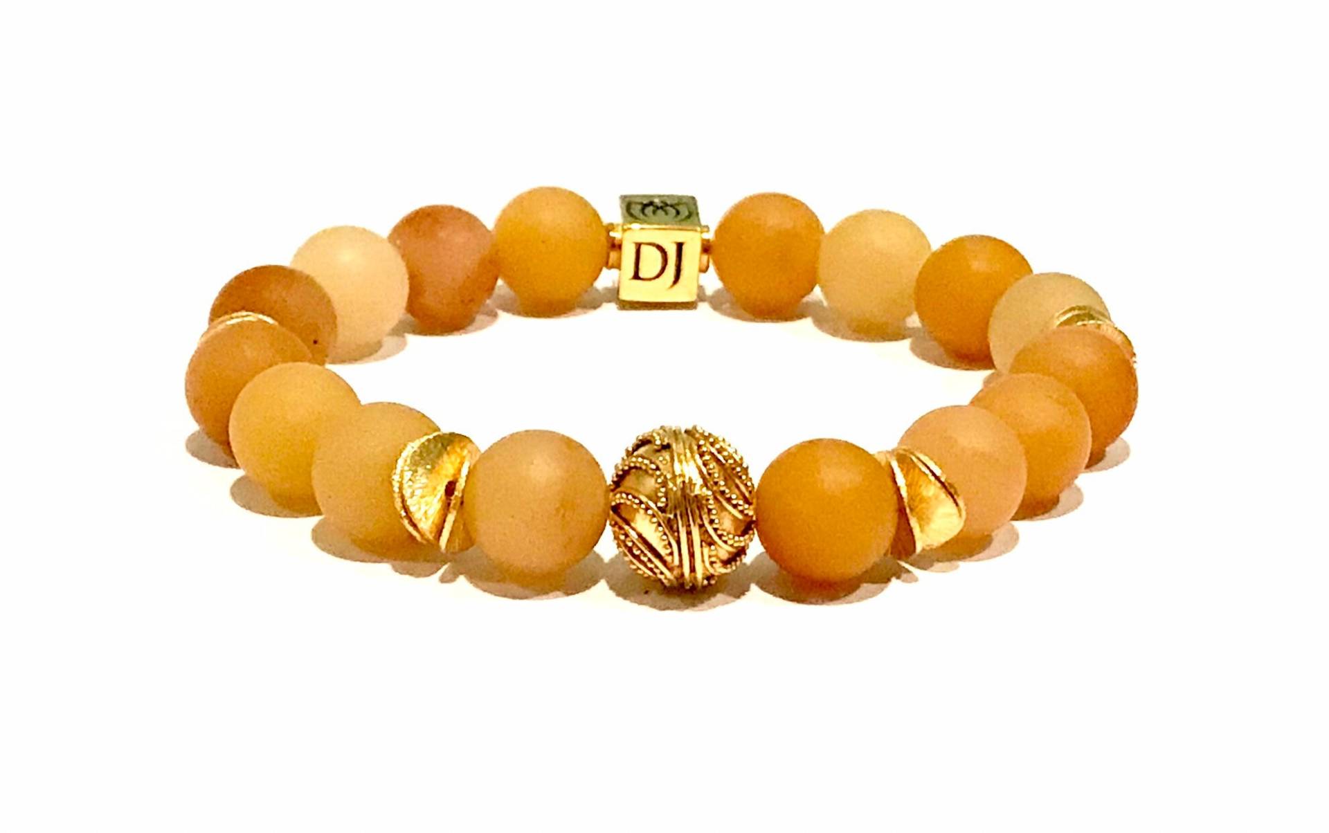 Dan Joseph Designs Armband Mit Gelben Jade 10mm Perlen Und 22K Gold Vermeil Handarbeit Bali Dan Joseph Designs Armband Mit Gelben Jade 10mm Perlen Und 22K Gold Vermeil Handarbeit Bali von SterlingHillStudios