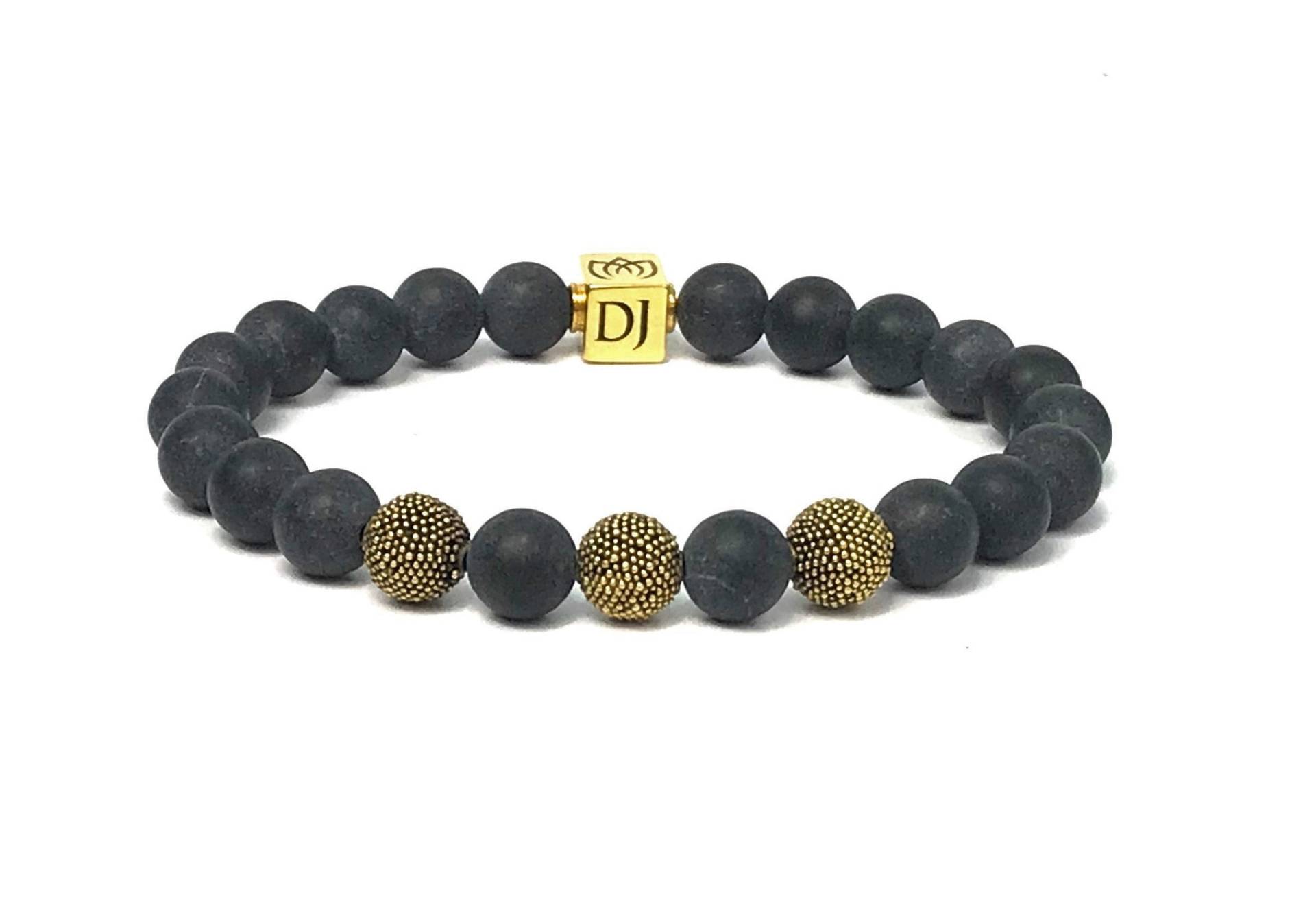 Dan Joseph Designs Armband Mit Shungit 8mm Perlen Und 24K Gold Vermeil Über 924 Sterling Silber Handarbeit Bali Dan Joseph Designs Armband Mit Shungit 8mm Perlen Und 24K Gold Vermeil Über 924 Sterling Silber Handarbeit Bali von SterlingHillStudios