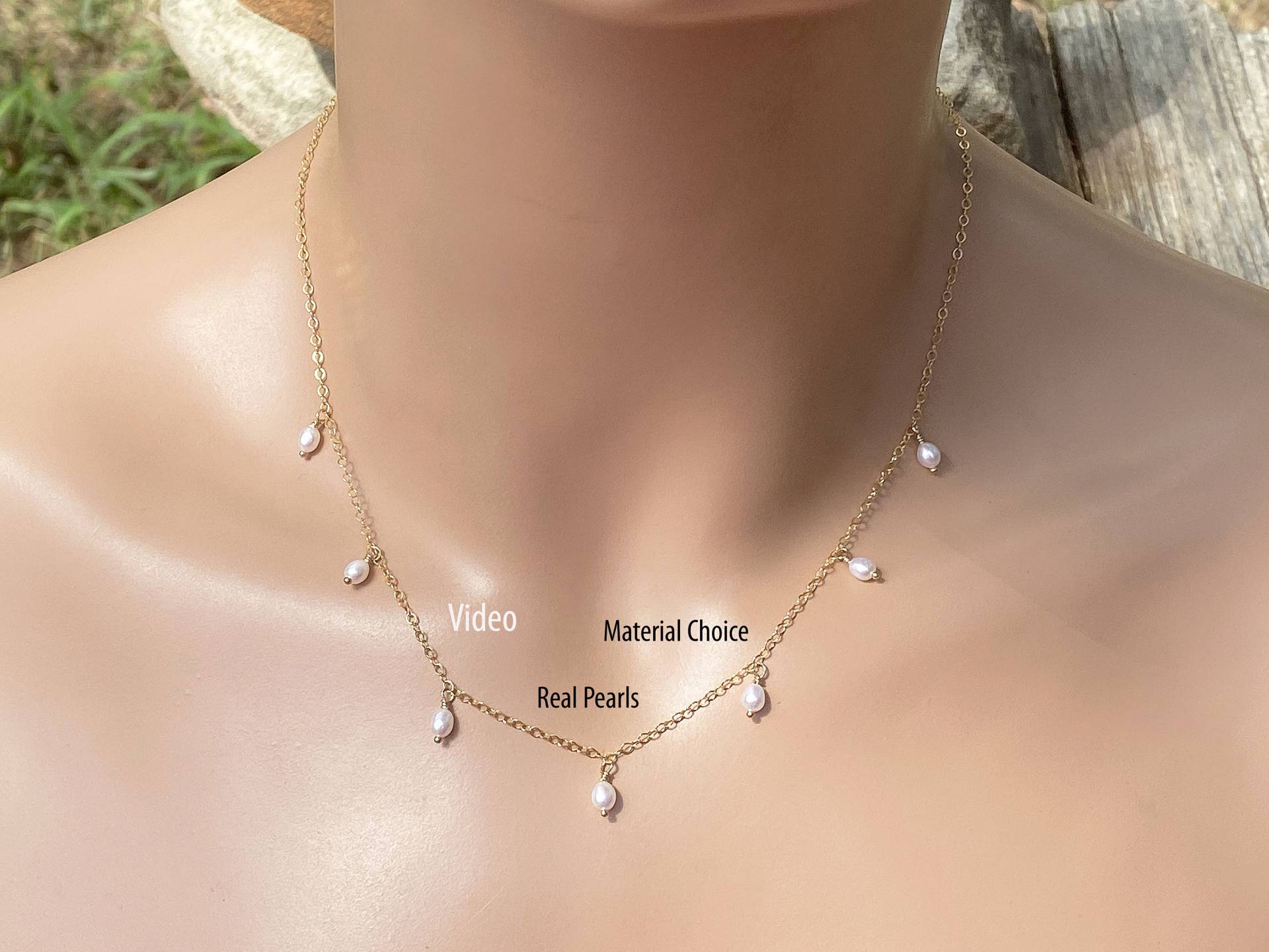 14K Gold Natürliche Süßwasserperlenkette/Farbwahl Aaa+ 7 Perle 4x3, 5x4 Mm Sterling Silber Gelb Oder Rosegold Filled von SterlingJoyBoutique
