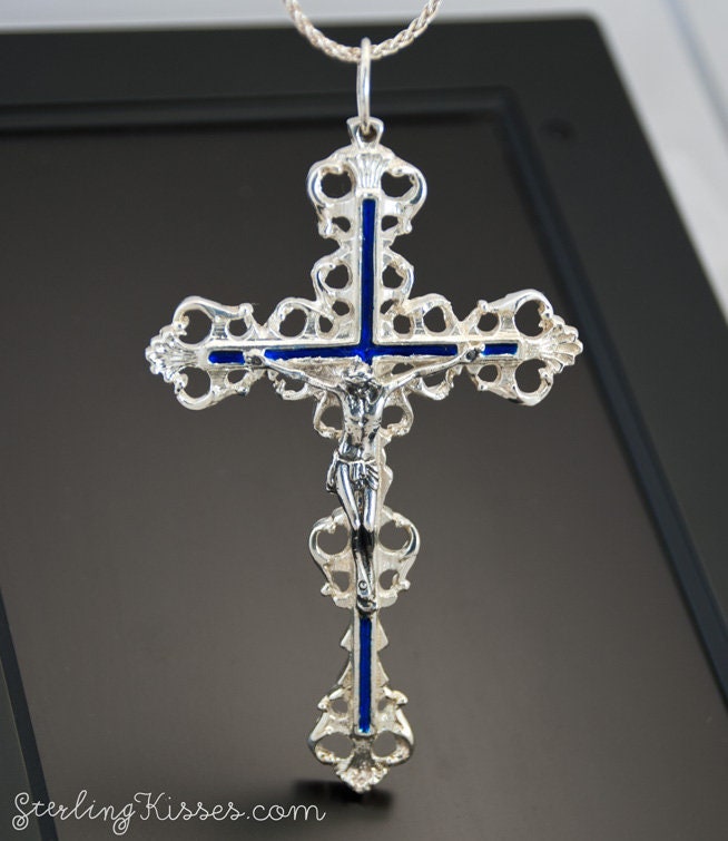 Filigraner Kreuz Jesus Anhänger Aus Sterlingsilber von SterlingKisses