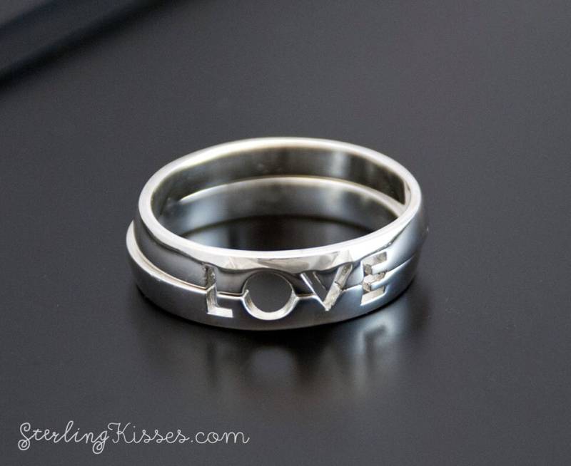 Liebesringe Mit Botschaft Handgefertigtes Sterling Silber von SterlingKisses
