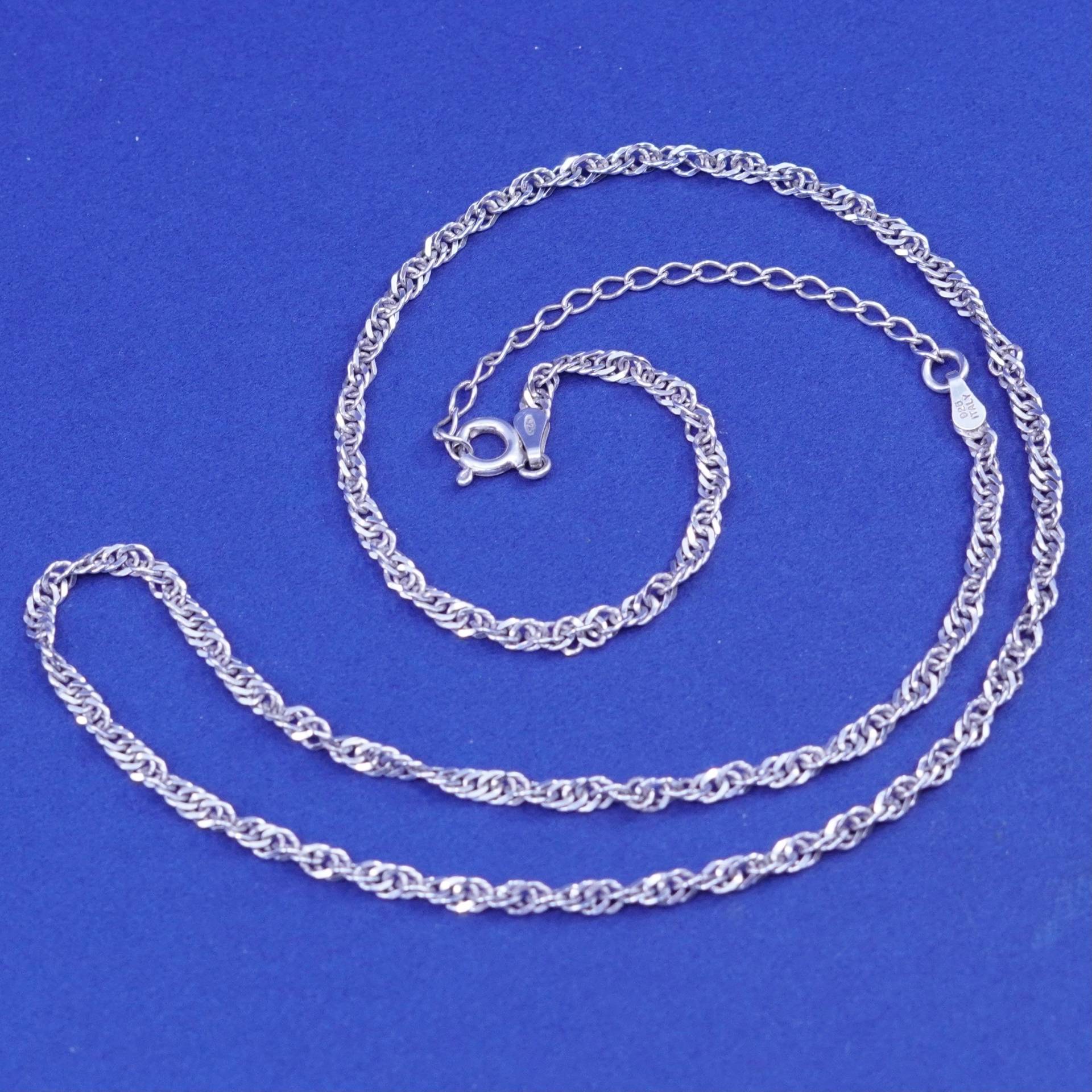 18+2", 2mm, Sterling Silber Handgemachte Halskette, 925 Gedrehte Bordstein Gliederkette, Gestempelt Italien von SterlingLoverShop