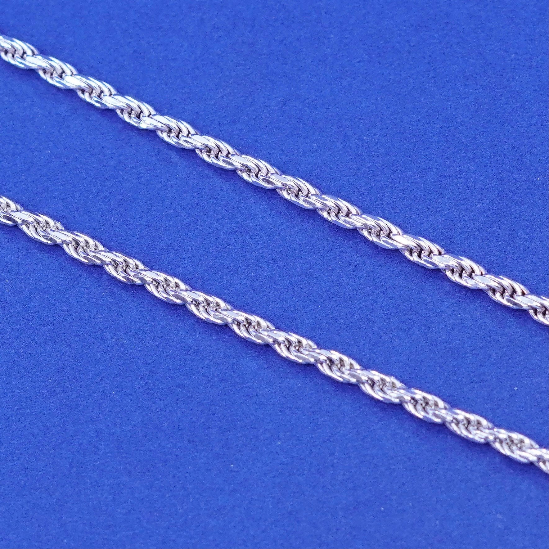 20", 3mm, Vintage Sterling Silber Handarbeit Halskette, 925 Diamant Seil Kette, Gestempelt Italien von SterlingLoverShop