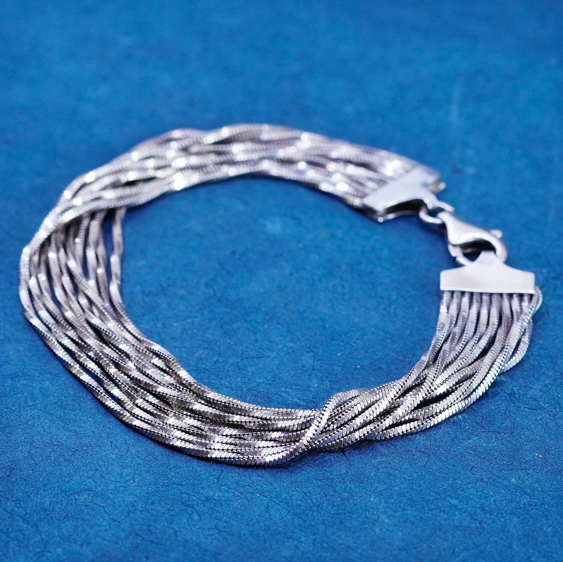 6.75", Vintage Sterling Silber Handarbeit Armband, 925 Mehrstränge Schlangenkette, Gestempelt von SterlingLoverShop