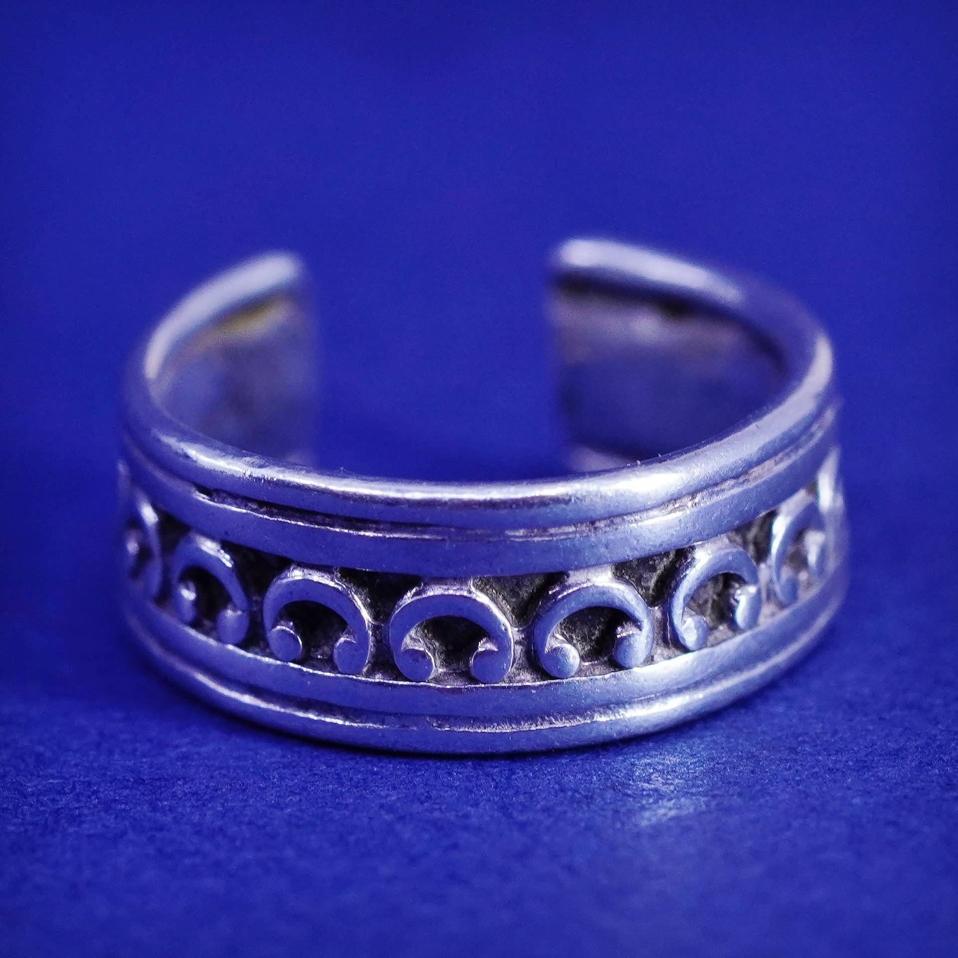 Größe 1, Vintage Mexiko Sterling Silber Handarbeit Toe Ring, Winziges 925 Herz Offenes Band, Silber Geprüft von SterlingLoverShop