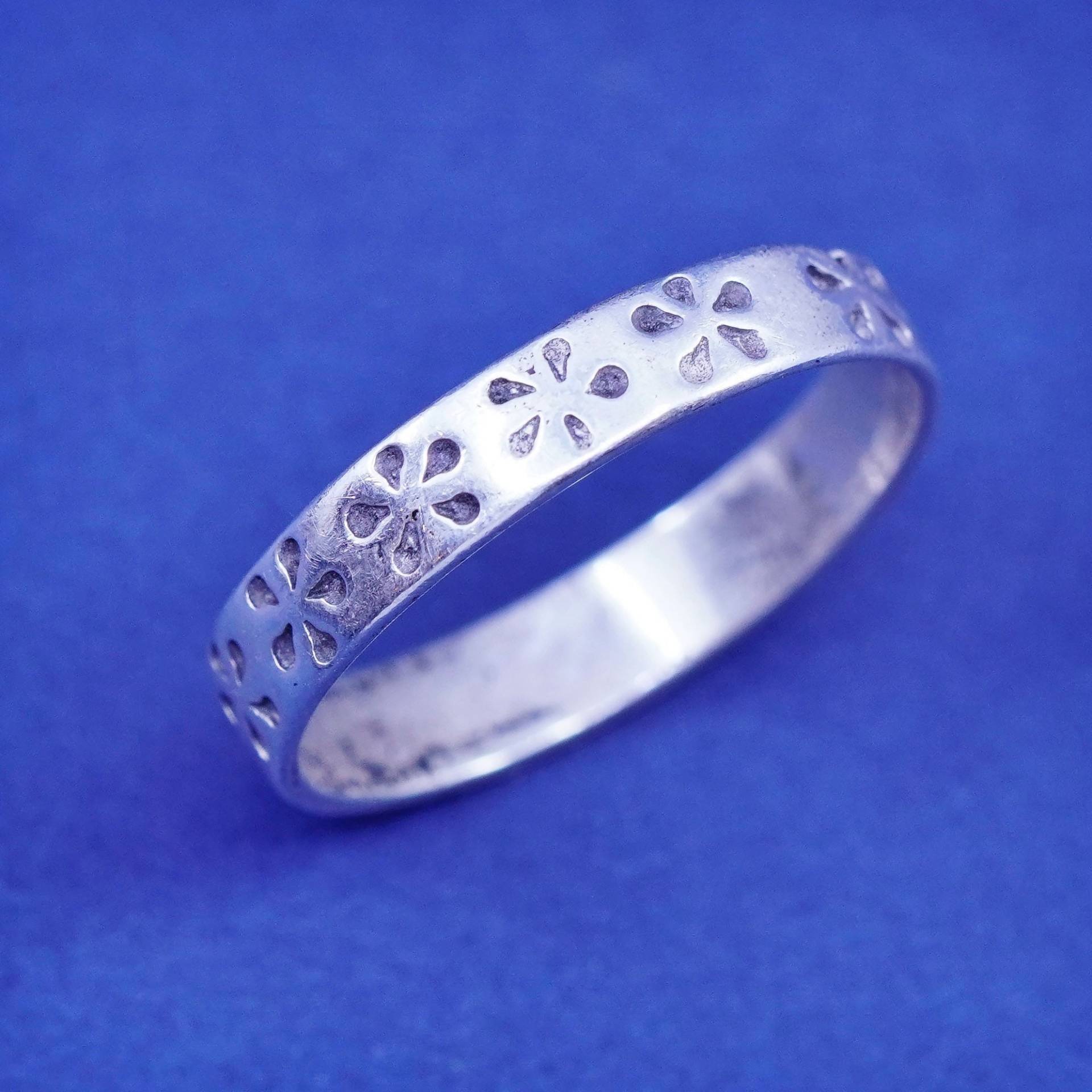 Größe 10, 25, Vintage Sterling Silber Handarbeit Ring, Florales 925 Band, Gestempelt von SterlingLoverShop