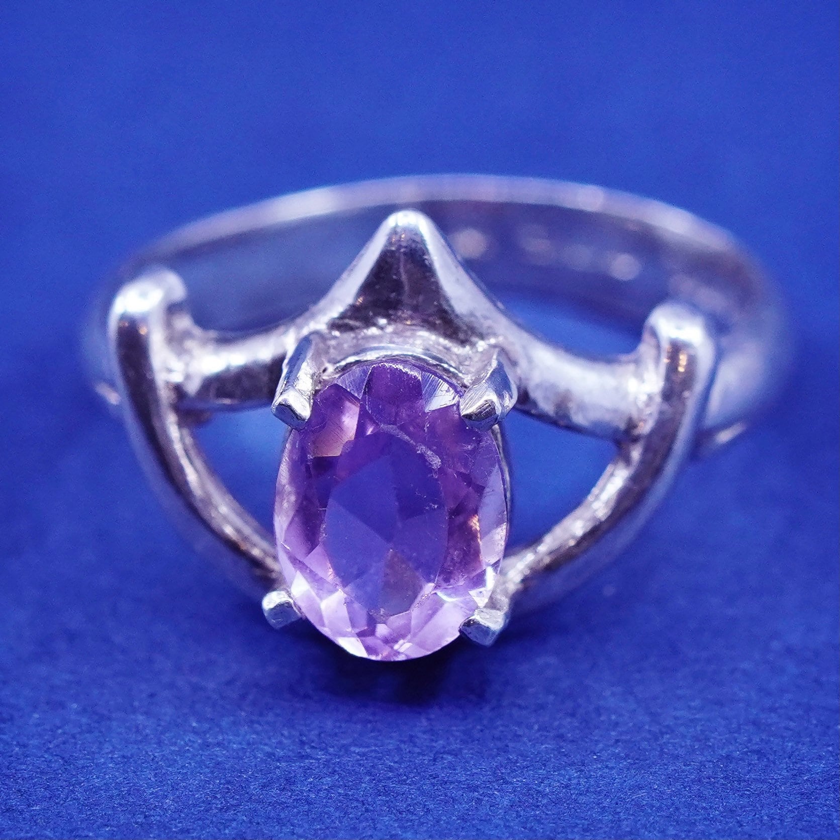 Größe 5.75, Vintage Brasilien Sterling 925 Silber Handgemachter Ring Mit Amethyst, Gestempelt von SterlingLoverShop