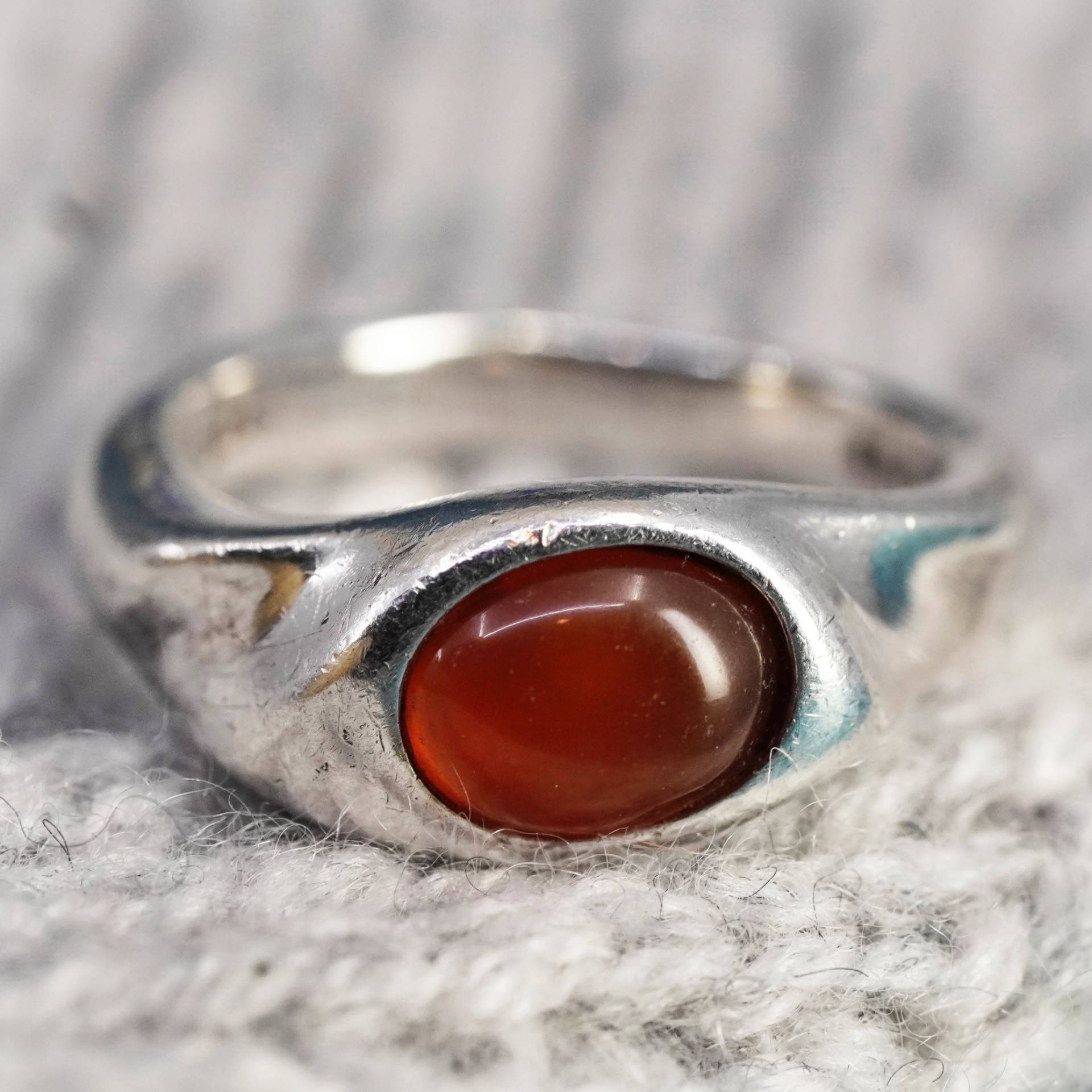 Größe 6, Vintage Michael Dawkins Schmuck Sterling Silber 925 Rot Karneol Handarbeit Ring, Gestempelt von SterlingLoverShop