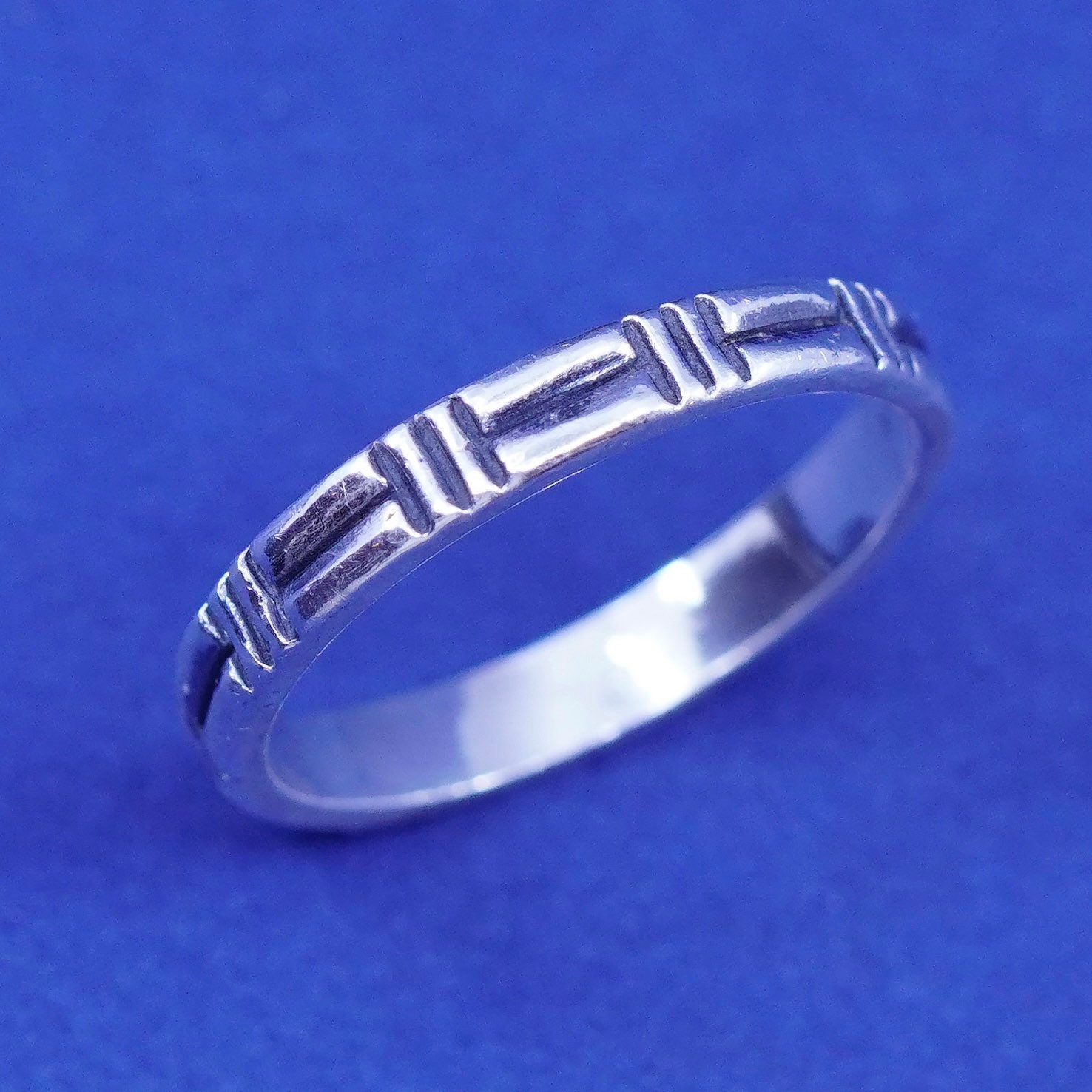 Größe 6, Vintage Sterling Silber Handgemachter Ring, Gestapeltes 925Er Band, Gestempelter Ster von SterlingLoverShop