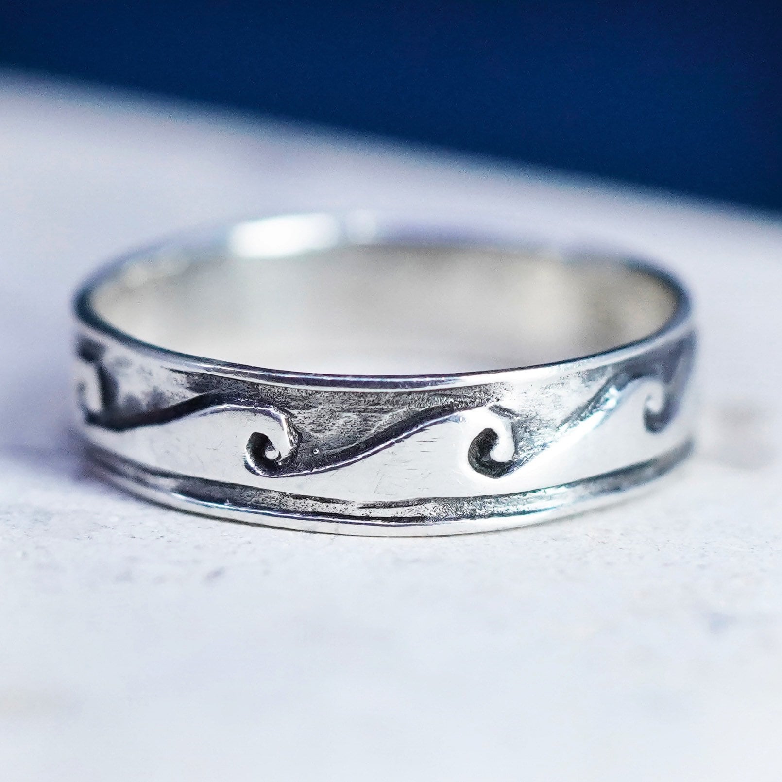 Größe 6.75, Vintage Sterling Silber Handgemacht Wellenförmiger Wellenring, 925 Band Mit Welle Geprägt, Gestempelt von SterlingLoverShop