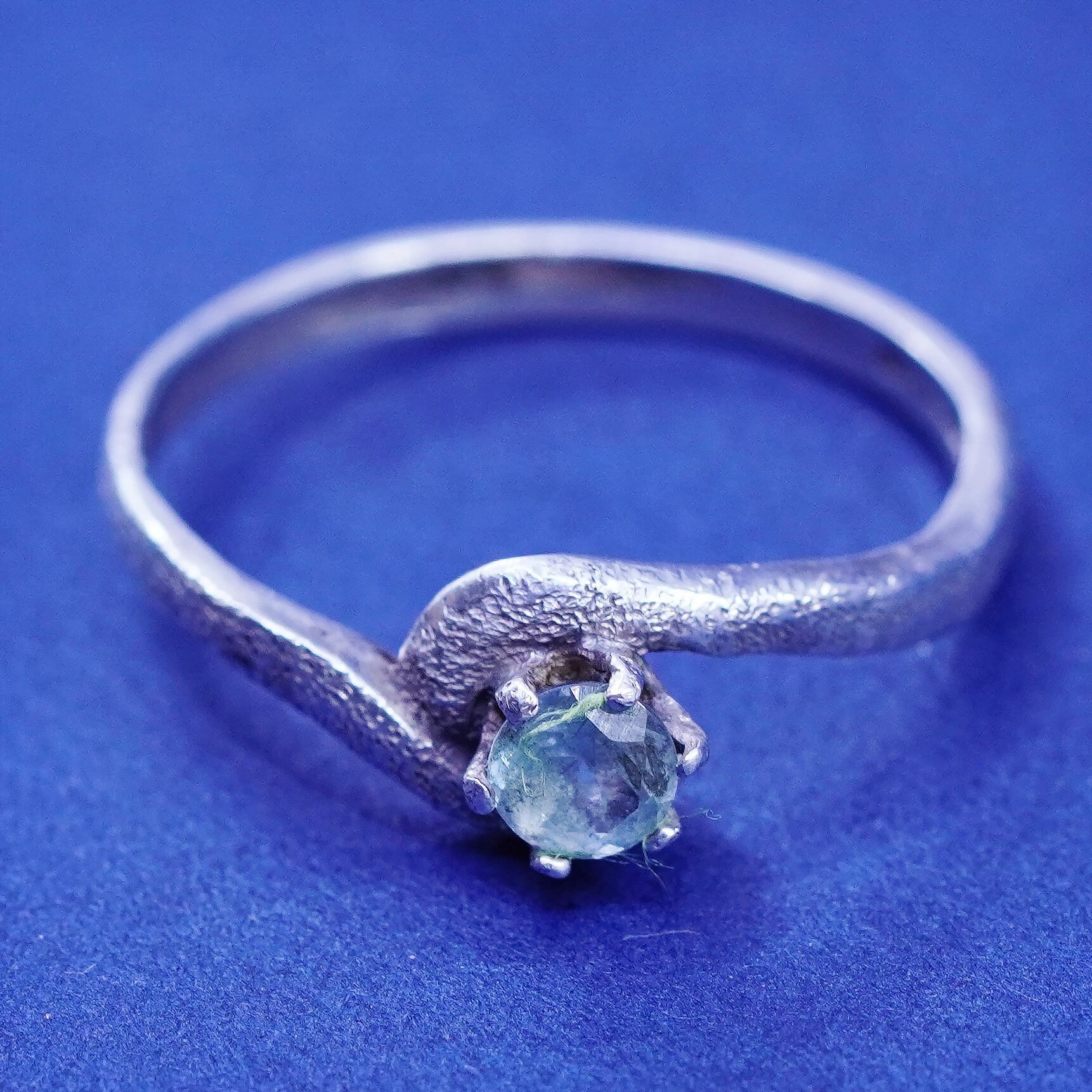 Größe 7, 5, Vintage Sterling 925 Silber Handarbeit Ring Mit Blauem Topas, Gestempelt von SterlingLoverShop