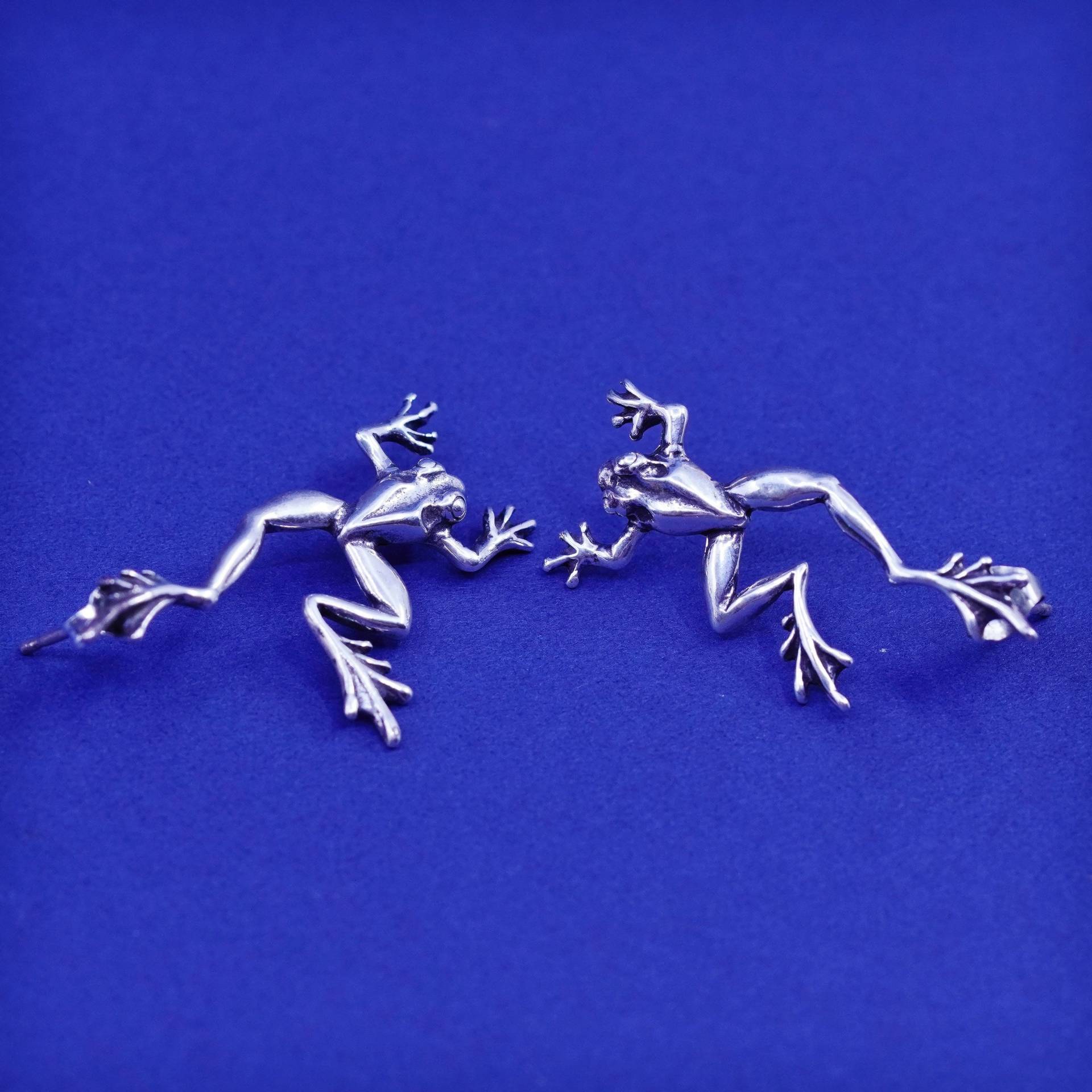 Vintage Southwestern Sterling Silber Handgemachte Ohrstecker, 925Er Frosch Ohrringe, Gestempelt von SterlingLoverShop