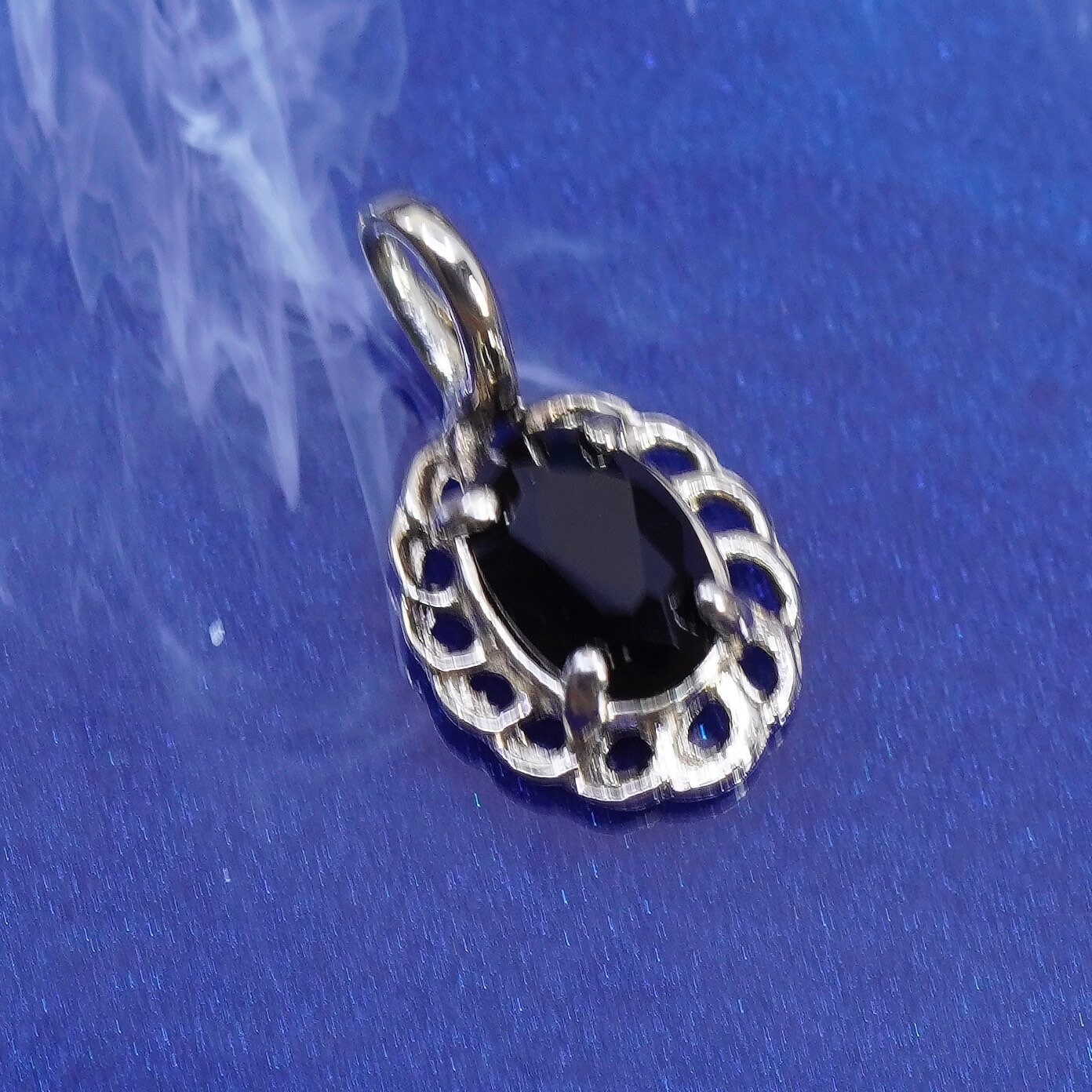 Vintage Vermeil Gold Über Sterling 925 Silber Charm Anhänger Mit Obsidian, Gestempelt von SterlingLoverShop