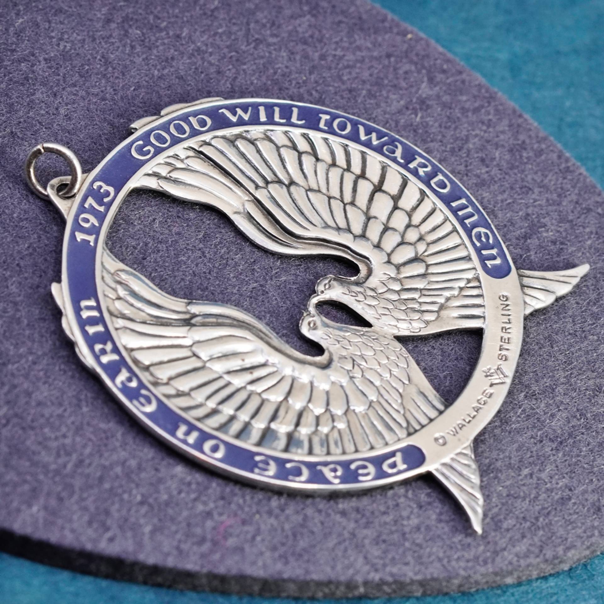 Wallace 925 Sterling Silber Vintage Peace On Earth 1973 Vögel Anhänger Ornament Pt4503, Gestempelt Wallace von SterlingLoverShop