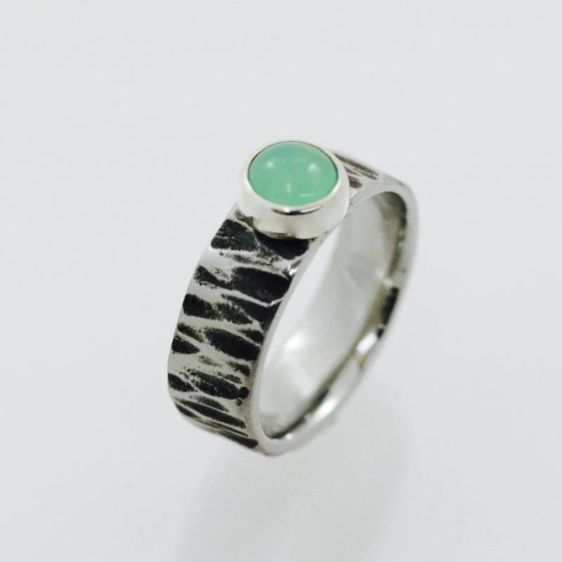 Chrysopras Ring | Rinde Textur Band Chrysopras Ring | Rinde Textur Band von SterlingSteel