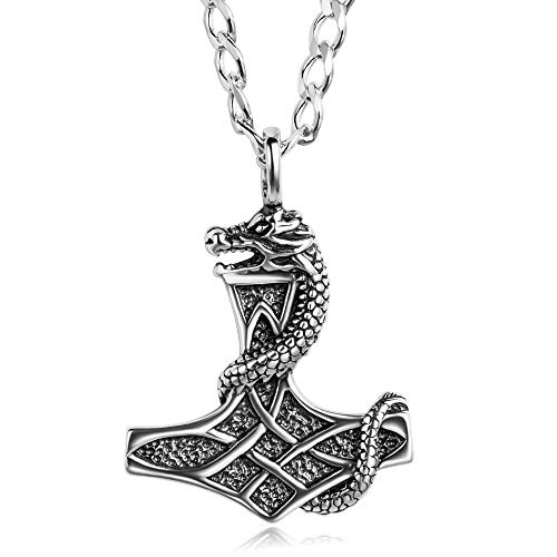 STERLL Herren Halskette Sterling-Silber 925 Thor Wikinger Hammer Mythos Anhänger Amulett Ökologische Verpackung Männer Geschenke von STERLL