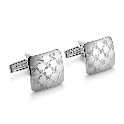 STERLL Herren Manschettenknöpfe Cufflinks echt Silber 925 Schachbrettmuster Schmucketui Kleine Geschenke von Sterll