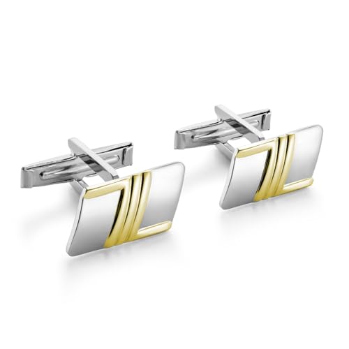Herren Manschettenknöpfe Aus 925 Silber Mit Vergoldeten Streifen von STERLL