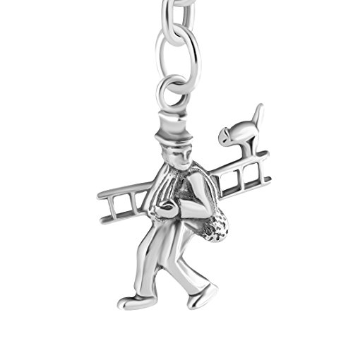 Sterll Herren Schlüssel-Anhänger Glücksbringer Schornsteinfeger Sterling-Silber 925 oxidiert Ökologische Verpackung Partner Geschenke von Sterll