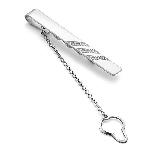 Herren Krawattenklammer Aus 925 Silber Mit Drei Streifen Und Kettenanhänger von STERLL