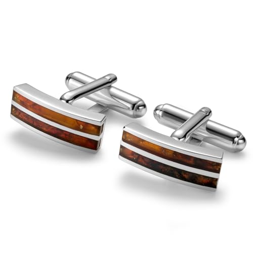 Herren Silber 925 Manschettenknöpfe Mit Bernstein In Geschenkverpackung von STERLL