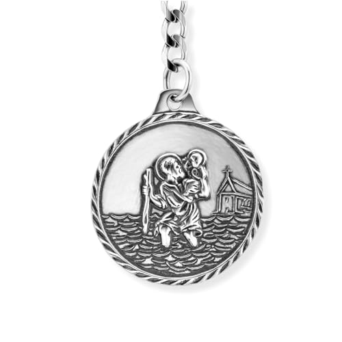 Handgefertigter Schlüsselanhänger Aus Nickelfreiem 925 Silber Mit St. Christophorus Motiv von STERLL