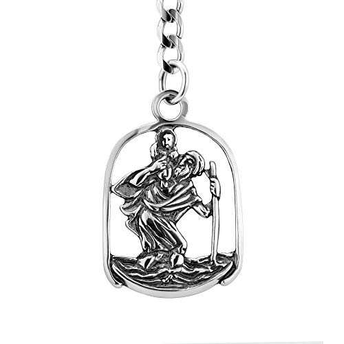 Sterll Herren Schlüssel-Anhänger St. Christophorus Glücksbringer echt Silber 925 oxidiert Nachhaltige Verpackung Geschenk für Männer von Sterll