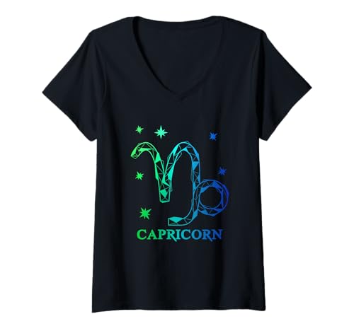 Damen Sternzeichen Steinbock T-Shirt mit V-Ausschnitt Damen Sternzeichen Steinbock T-Shirt mit V-Ausschnitt von Sterne Sternzeichen Shirt Geschenk Horoskop
