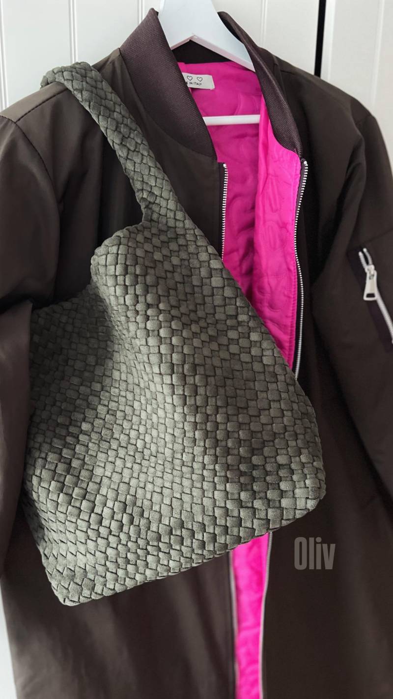 Großer Geflochtener Coffee Braun Oliv Shopper Damen Handtasche Schultertasche Tasche 2 in 1 Innentasche von SternenloopShop