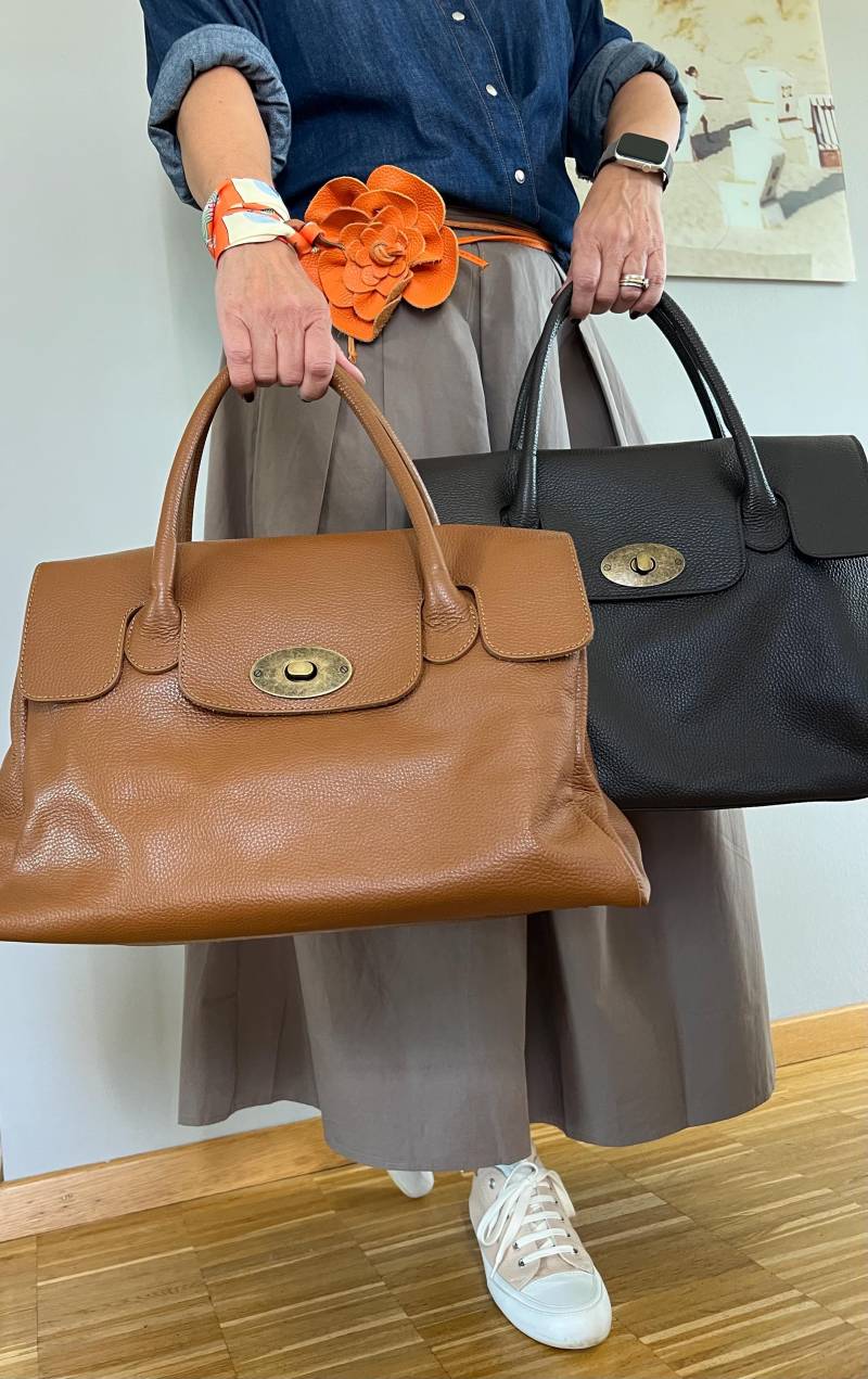 Parisbag Coffee Braun Cognac Shopper Personalisierte Damen Handtasche Schultertasche Ledertasche Leder Tasche Monogramm von SternenloopShop