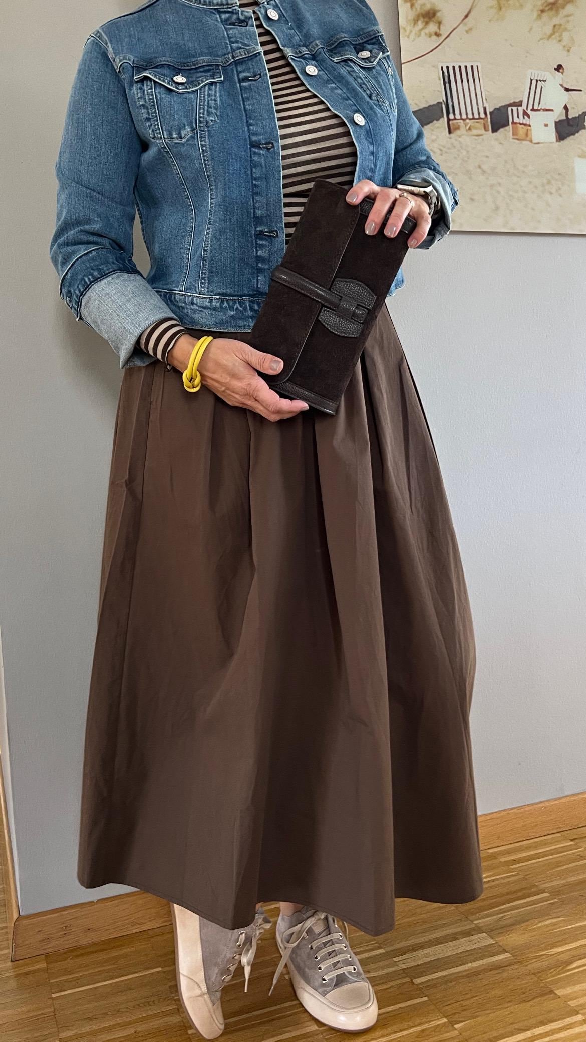 Traumhafter Faltenrock Rock 36 38 40 42 Maxirock Taupe Braun Navy von SternenloopShop