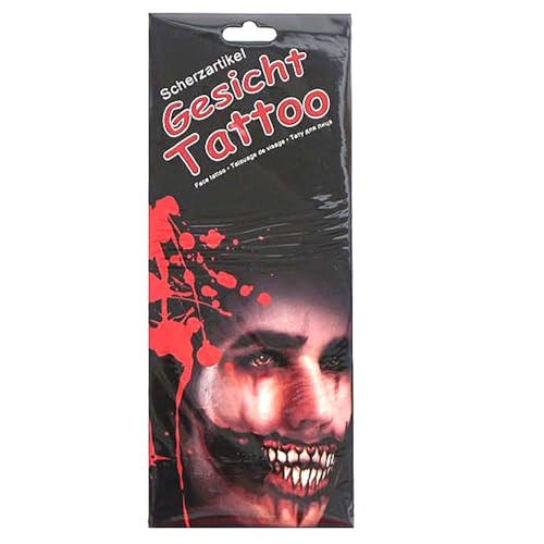 Realistisches Gesichtstattoo Narben ideal für Halloween Blut Tattoos Wunde Haut Gesicht Aufkleber Vampir Zombie (Design #010) von Sternfabrik