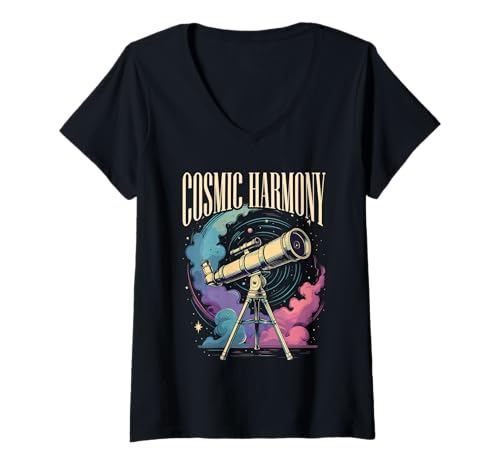 Damen Astronom Sterngucker Stargazer Cosmic Harmony T-Shirt mit V-Ausschnitt Damen Astronom Sterngucker Stargazer Cosmic Harmony T-Shirt mit V-Ausschnitt von Sterngucker Sternguckende Astronomen