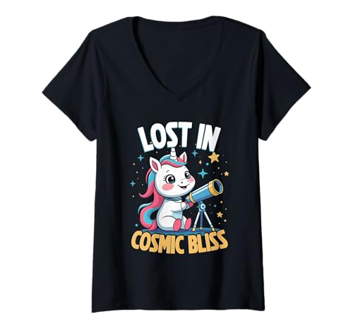 Damen Astronom Sterngucker Stargazer Lost In Cosmic Bliss T-Shirt mit V-Ausschnitt Damen Astronom Sterngucker Stargazer Lost In Cosmic Bliss T-Shirt mit V-Ausschnitt von Sterngucker Sternguckende Astronomen