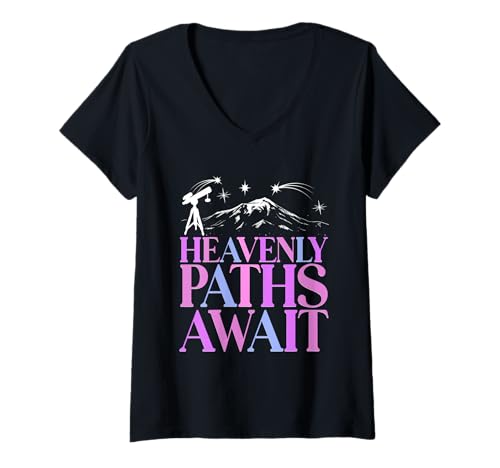 Damen Astronom Sterngucker Stargazer T-Shirt mit V-Ausschnitt Damen Astronom Sterngucker Stargazer T-Shirt mit V-Ausschnitt von Sterngucker Sternguckende Astronomen