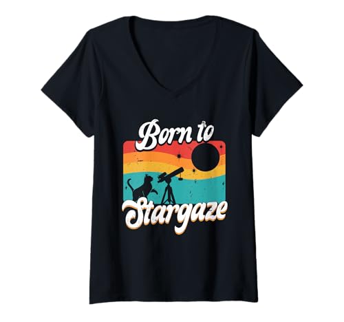 Damen Astronom Sterngucker Stargazer T-Shirt mit V-Ausschnitt Damen Astronom Sterngucker Stargazer T-Shirt mit V-Ausschnitt von Sterngucker Sternguckende Astronomen