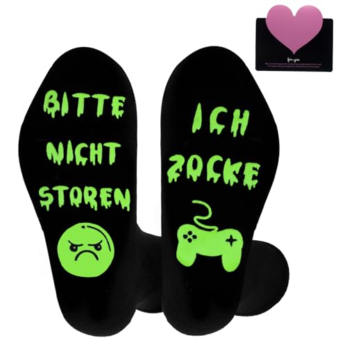 Lustige Gaming Socken Gamer Geschenk Mit Spruch Bitte Nicht Stören Ich Zocke Zocken Socken Lustig Neuheit Geschenke Für Zocker Männer Herren Frauen Damen Weihnachts Erntedankfest Geburtstag Geschenk von Sternhell