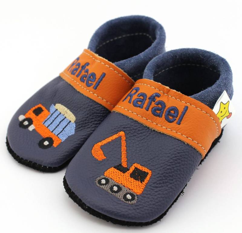 Sternpuschen Leder Junge Bagger navy von Sternpuschen