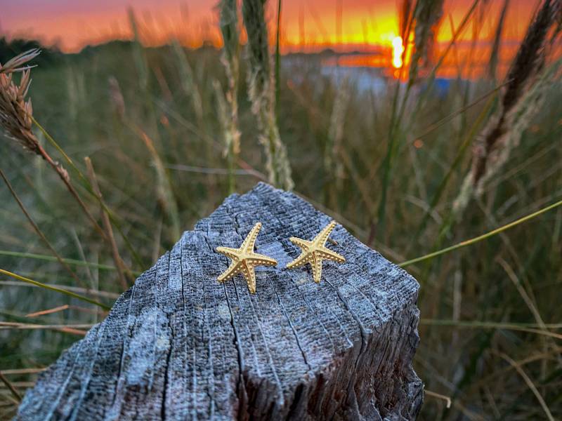 Seestern Ohrstecker Aus 925Er Silber 18 Ct. Vergoldet von Sternschnuppe1985
