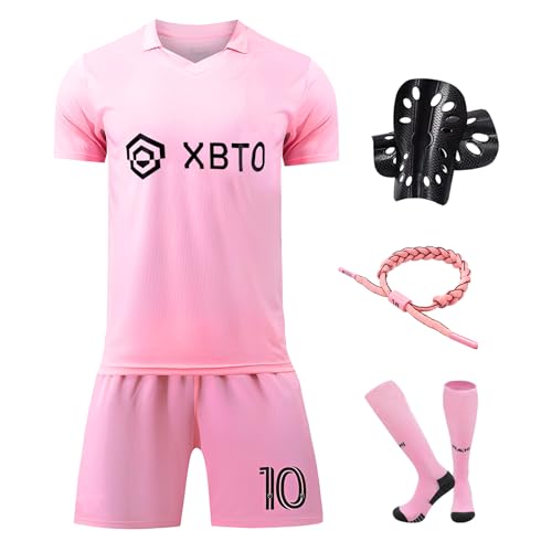 Sternstunde Trikot Sets Kinder, Hause/Auswärts Fußballtrikot für Kinder, Jungen Fussball Jersey, Football Trikots, Sportshirt Junge Football Training Tshirts Shorts und Socken Anzug (22, Rosa) von Sternstunde