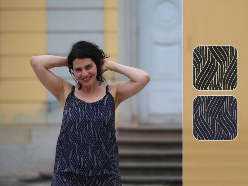 Boho Top Für Damen - Sommertop Mit Animal Print in Schwarz Und Blau Rundhals Frauen Spaghetti-Träger von SternstundeStore