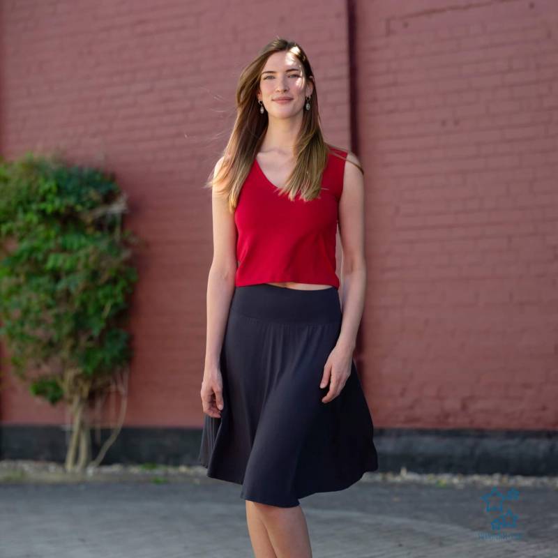 Damenrock Rot Grün Schwarz Weiß Gelb Grau - Rock Sommer Frühling Herbst Winter Midi Knielang A-Form Stretch A-Linie von SternstundeStore