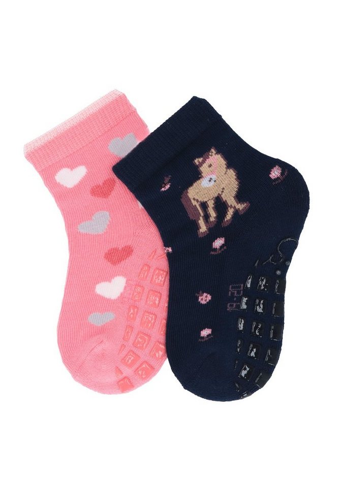 Sterntaler® ABS-Socken ABS-Söckchen Pferd + Herzen, 2er-Pack (2-Paar) Rutschesocken - ABS-Socken Gummi - Kindersocken Jungen und Mädchen - Anti-Rutsch-Sohle - mit den Motiven Pferd" und "Herz" - gemustert ABS Socken Winter" von Sterntaler®