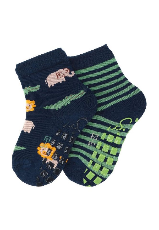 Sterntaler® ABS-Socken ABS-Söckchen Safari, 2er-Pack (2-Paar) Rutschesocken - ABS-Socken Gummi - Kindersocken Jungen und Mädchen - Anti-Rutsch-Sohle - mit den Motiven Safari" und "Ringel" - gemustert ABS Socken Winter" von Sterntaler®