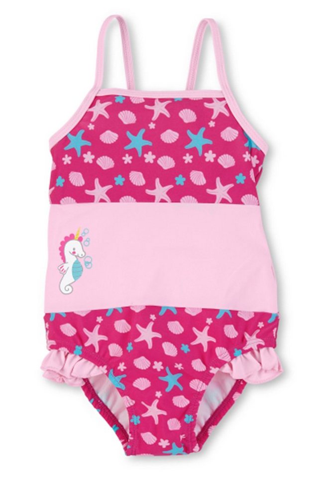 Sterntaler® Badeanzug Badeanzug uni + Seesterne Kinderbadeanzug - Badeanzug mit Rüschen in Magenta und Seesternen-Print, UV-Schutz 50+ Baby Badebekleidung mit Windeleinsatz von Sterntaler®