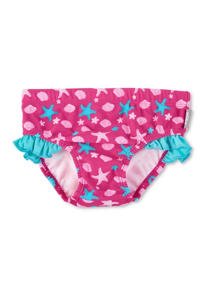 Sterntaler® Badehose Badehose Seesterne (1-St) Baby Badehose - Badeshorts mit Windeleinsatz bis Größe 86/92 - Baby Bademode in Magenta mit UV-Schutz 50+, Rüschen und Allover-Print - Kinder Badehosen von Sterntaler®