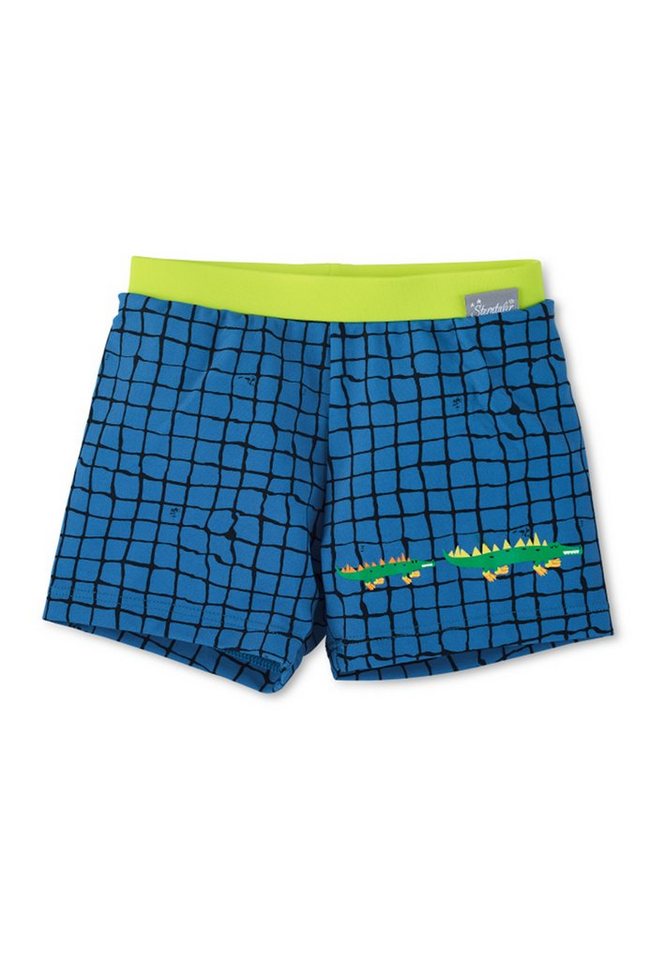 Sterntaler® Badehose Badeshort Krokodil (1-St) Baby Badehose - Kinder Badehose, Badeshorts mit Windeleinsatz bis Gr 86/92 in Blau - Badeshorts Babys, Badehose Baby Junge kariert mit Krokodil-Print und hohem UV-Schutz 50+ Badeshorts Kinder - UV Schutz 50+ mit Krokodil-Aufdruck von Sterntaler®