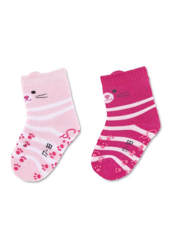 Sterntaler® Basicsocken ABS-Krabbelsocken Katze, 2er-Pack (2-Paar, 2er Pack Babysocken mit Anti-Rutsch-Sohle) Krabbelsocken mit Noppen an der Sohle, ABS- Socken mit süßen Motiven von Sterntaler®