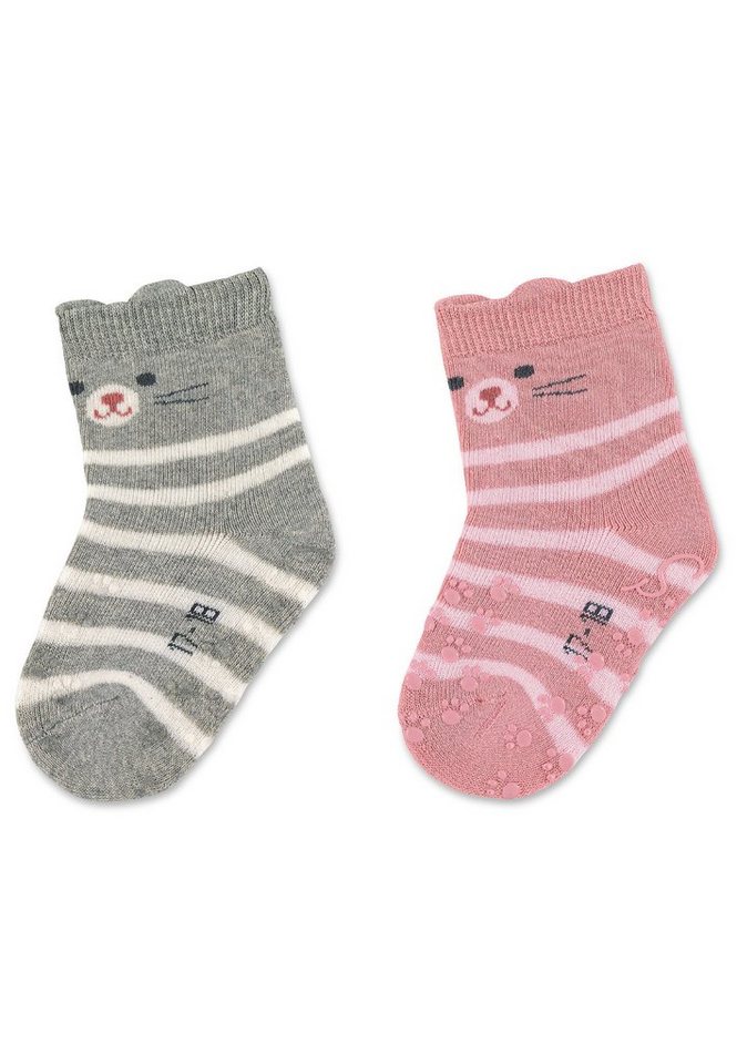 Sterntaler® Basicsocken ABS Krabbelsocken 2er-Pack Katze (2-Paar, 2er-Pack) waschbar von Sterntaler®